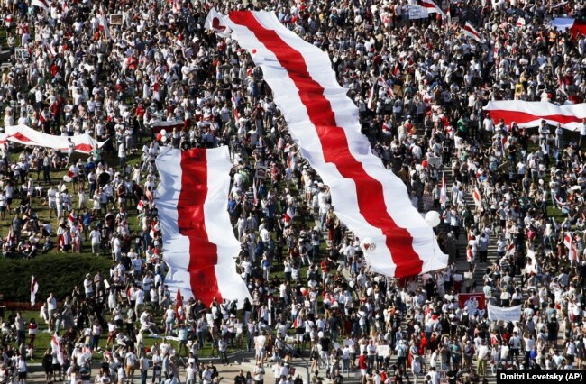 Під час «Маршу свободи» в Мінську, 16 серпня 2020 року