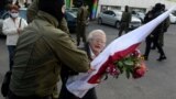 BELARUS – Belarusian policemen detain an opposition activist Nina Baginskaya, 73, during women's peaceful solidarity action in Minsk, Belarus, 19 September 2020