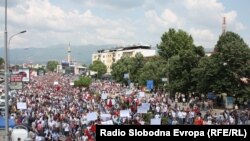 Protesta në Shkup kundër fajësimit të shqiptarëve për vrasjen e pesëfishtë - foto arkivi.