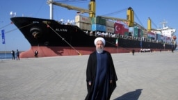 Iranian President Hassan Rohani inaugurates the first phase of the Chabahar Port in the southern Iranian coastal city in December 2017.