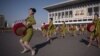 Парад барабанщиц в Пхеньяне 