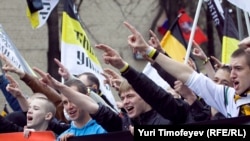 Russia -- Russian ultra nationalists attend a May Day rally on International Workers' Day, or Labour Day in Moscow, 01May2011