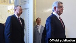 Russia - President Serzh Sarkisian and his Azerbaijani counterpart Ilham Aliyev start Russian-mediated talks in St. Petersburg, 20Jun2016.