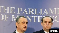 Predrag Bulatović i Vasilije Lalošević iz Socijalističke narodne partije, arhiv, foto: Savo Prelević