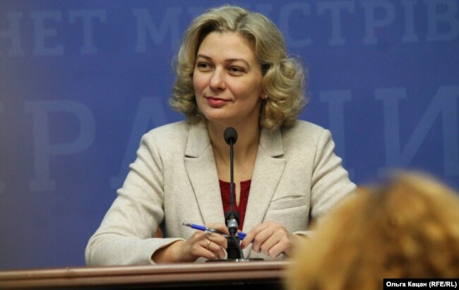 Мовний омбудсмен УкраїниТетяна Монахова під час пресконференції в Києві, 10 грудня 2019 року
