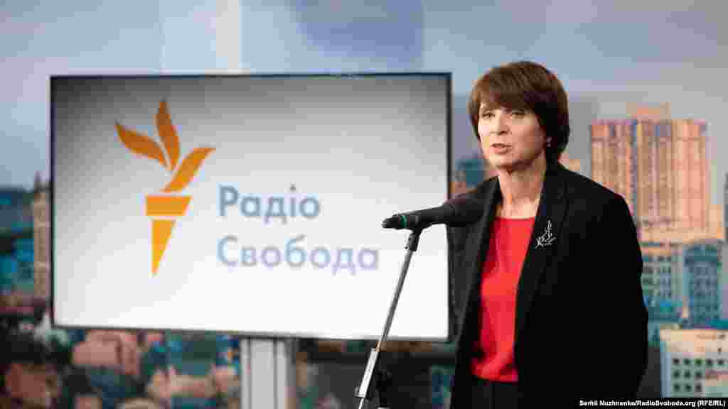 Інна Кузнецова під час презентації нового Київського офісу Радіо Свобода, 2018 рік