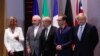 FILE - Britain's Foreign Secretary Boris Johnson, German Foreign Minister Heiko Maas, French Foreign Minister Jean-Yves Le Drian and EU High Representative for Foreign Affairs Federica Mogherini meeting with Iran's Foreign Minister Javad Zarif in May 2018.