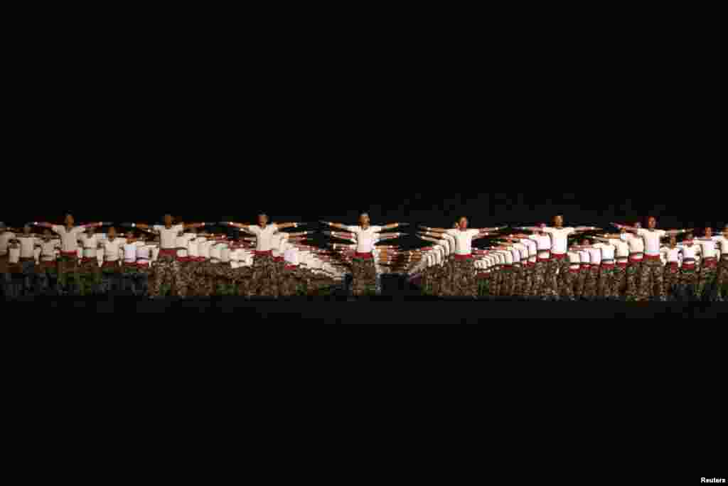 Members of the Nepalese army demonstrate their skills during Army Day celebrations in Kathmandu on February 27. (Reuters/Navesh Chitrakar)