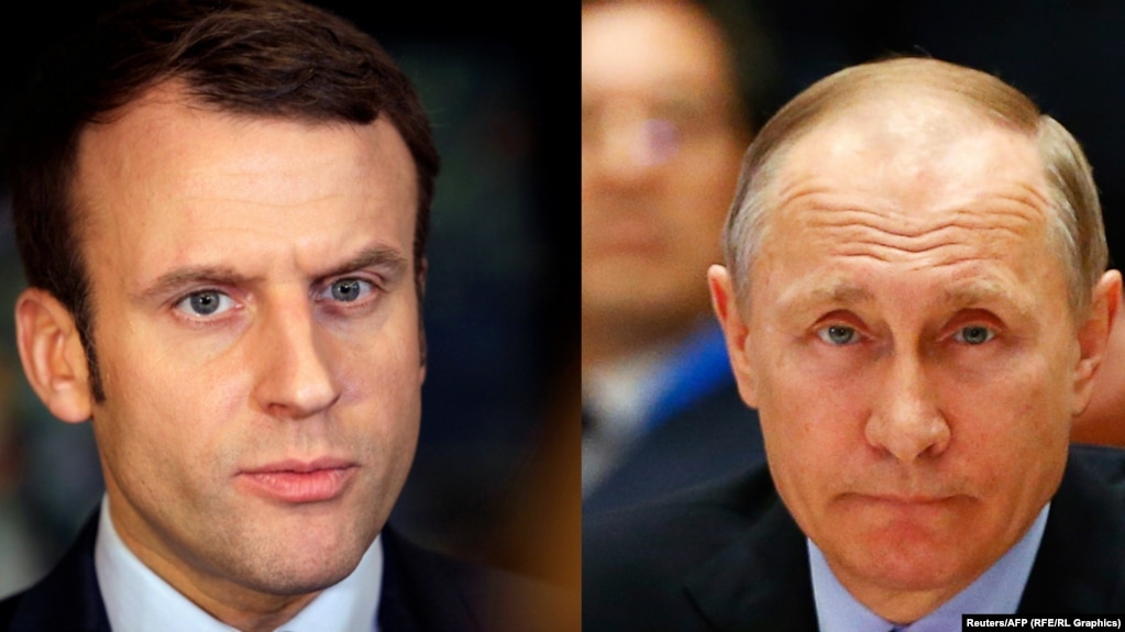 French President Emmanuel Macron (left) and Russian President Vladimir Putin (composite file photo)
