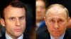 French President Emmanuel Macron (left) and Russian President Vladimir Putin
