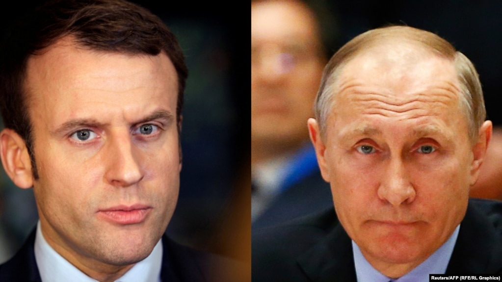 French President Emmanuel Macron (left) and Russian President Vladimir Putin (composite file photo)