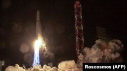 Запуск с космодрома Байконур ракеты-носителя «Зенит» с космическим аппаратом «Ангосат-1». Байконур, 27 декабря 2017 года.