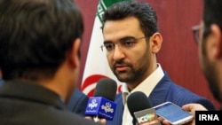 Iranian minister of ICT in Rouhani's cabinet, Mohammad Javad Azari Jahromi, speaking with reporters in his trip to Mashhad, on August 08, 2017.