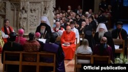 U.S. - Representatives of various Christian denominations attend an ecumenical service at Washington's National Cathedral dedicated to the Armenian genocide centennial, 7May2015.