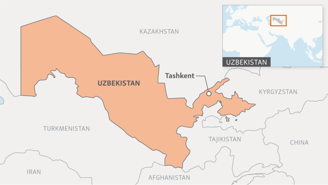 Mapa Uzbekistana