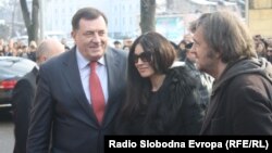 Milorad Dodik, Monika Beluči i Emir Kusturica u Banjaluci, 19. januar 2013. foto: Gojko Veselinović