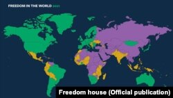 Harta e Freedom House për lirinë në botë më 2021. 