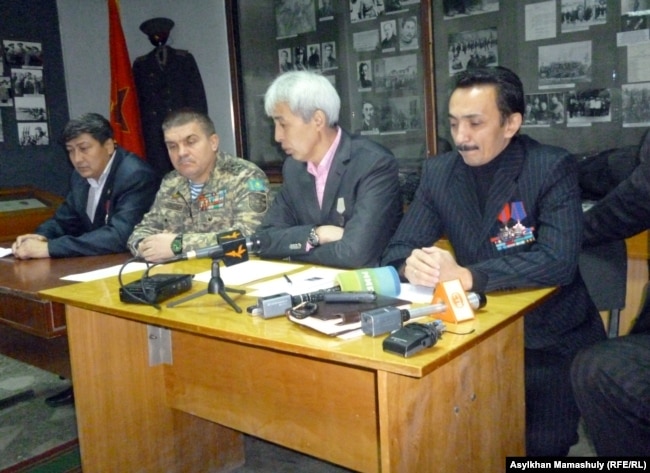 Kazakh Afghan war veterans at a press conference in 2011.