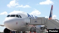 Armenia -- A passenger jet belonging to Armavia airline at Yerevan's Zvartnots airport.