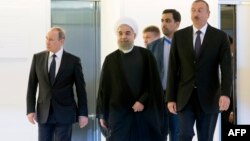 Vladimir Putin, Hassan Rouhani və İlham Əliyev