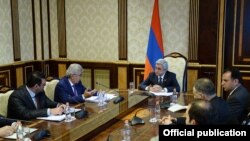 Armenia - President Serzh Sarkisian meets the members of a commission on constitutional reform, 24 Jun2014.