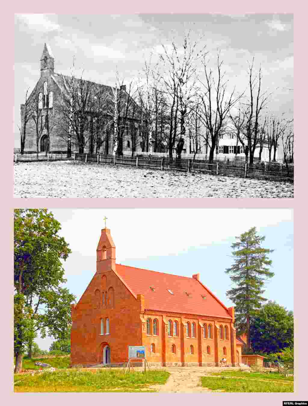 Krasnolesye village (formerly Rominten and Gross-Rominten) The church, built in 1880, was slowly demolished after World War II. In 2010, the ruins were handed over to the Russian Orthodox Church, which began the process of reconstruction. Reconstruction should be complete by September 2016.