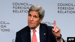 U.S. Secretary of State John Kerry speaking at the Council on Foreign Relations