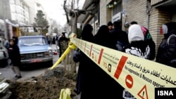 The scene of the remote-controlled bomb blast that killed Massoud Ali-Mohammadi on Jan. 12
