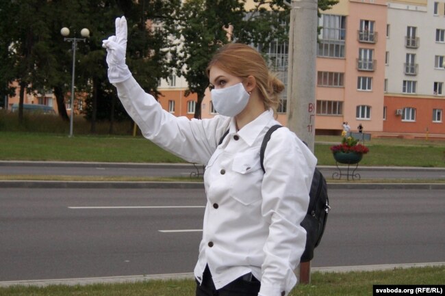 Ein Teilnehmer des Protestes der Mediziner
