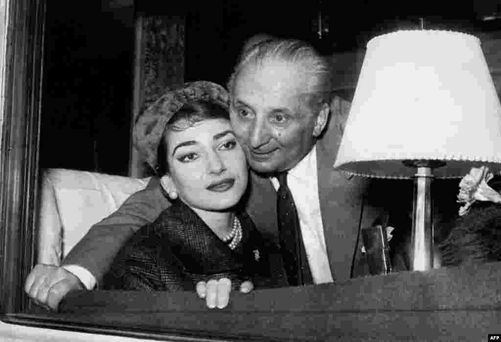 Callas with her husband, Giovanni Battista Meneghini, in 1958