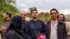 Esmail Bakhshi (C) with his family and friends after his release on bail. October 30, 2019.