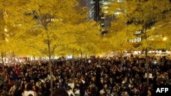 Protesters gathered again in New York's Zuccotti Park after it was re-opened on November 15. But they won't be allowed to camp there.