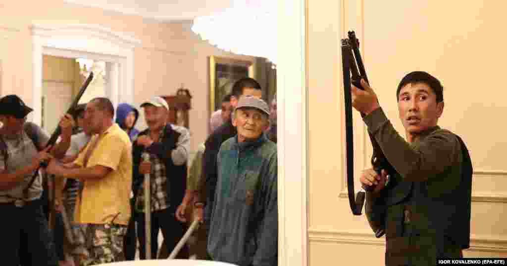 Scenes inside the house where the fighting took place. Atambaev has his own security personnel who were with him when the raid began.