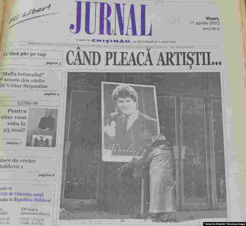 &quot;Jurnal de Chişinău&quot;, 11 aprilie 2003, decesul cântăreţului de muzică populară Nicolae Sulac