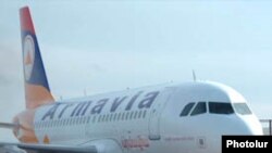Armenia -- A passenger jet belonging to the national Armavia airline.