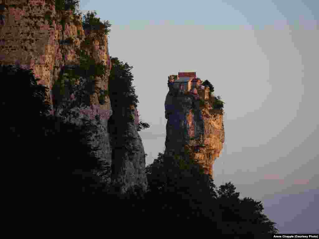 The Katskhi Pillar on a clear evening. 