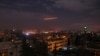 SYRIA -- A picture taken early on January 21, 2019 shows Syrian air defence batteries responding to what the Syrian state media said were Israeli missiles targeting Damascus. 