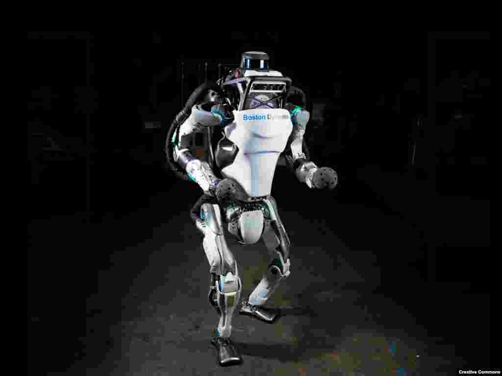 Atlas, a humanoid robot developed with funding from the U.S. Defense Department. The robot can outperform most humans in some physical feats. As the capabilities of robots literally leap ahead, the simultaneous sharpening of AI virtually ensures that efforts to develop robotic warfare will continue.