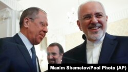 در این تصویر از ماه مه سال ۲۰۱۸ ظریف و لاوروف در جریای دیداری در مسکو 