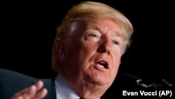 U.S. President Donald Trump speaks during the National Prayer Breakfast in Washington on February 8. 