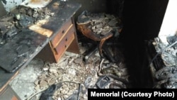 Сгоревший офис "Мемориала" в Назрани. Фото предоставлено правозащитным центром