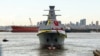 Anija ukrainase Hetman Ivan Mazepa në ditën që u lëshua për lundrim në Stamboll të Turqisë më 2 tetor 2022. 