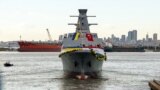 An Ada-class Ukrainian corvette, the Hetman Ivan Mazepa, is launched from Istanbul in October 2022. 