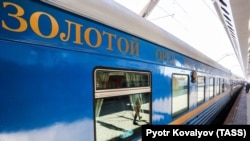 RUSSIA -- A close view of a car of the first tourist train passing through Russia's Arctic regions to Norway as it prepares to leave St. Petersburg for a 11-day trip with 91 passengers on board, in St. Petersburg, June 5, 2019