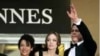 France, From left: Mariane Pearl, Angelina Jolie and Brad Pitt at Cannes Film Festival, 21 May 2007