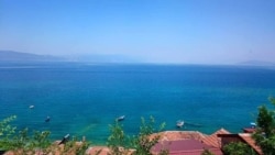 Поглед на Охридското Езеро од селото Трпејца.