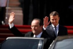 Fostul președinte francez, Francois Hollande la încheierea mandatului după ce fusese înfrânt în alegeri de Emmanuel Macron,14 mai 2017