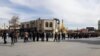 Human chain made by Hepco workers around the main square of Arak.