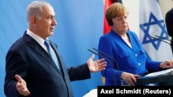 Գերմանիայի կանցլեր Անգելա Մերկելի և Իսրայելի վարչապետ Բենյամին Նեթանյահուի համատեղ ասուլիսը Բեռլինում, 4-ը հունիսի, 2018թ․
