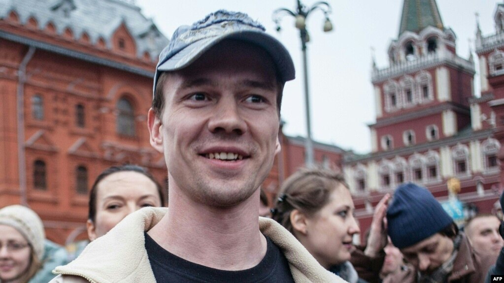 Ильдар Дадин во время акции 6 августа 2014 года в поддержку "узников Болотной" в Москве 